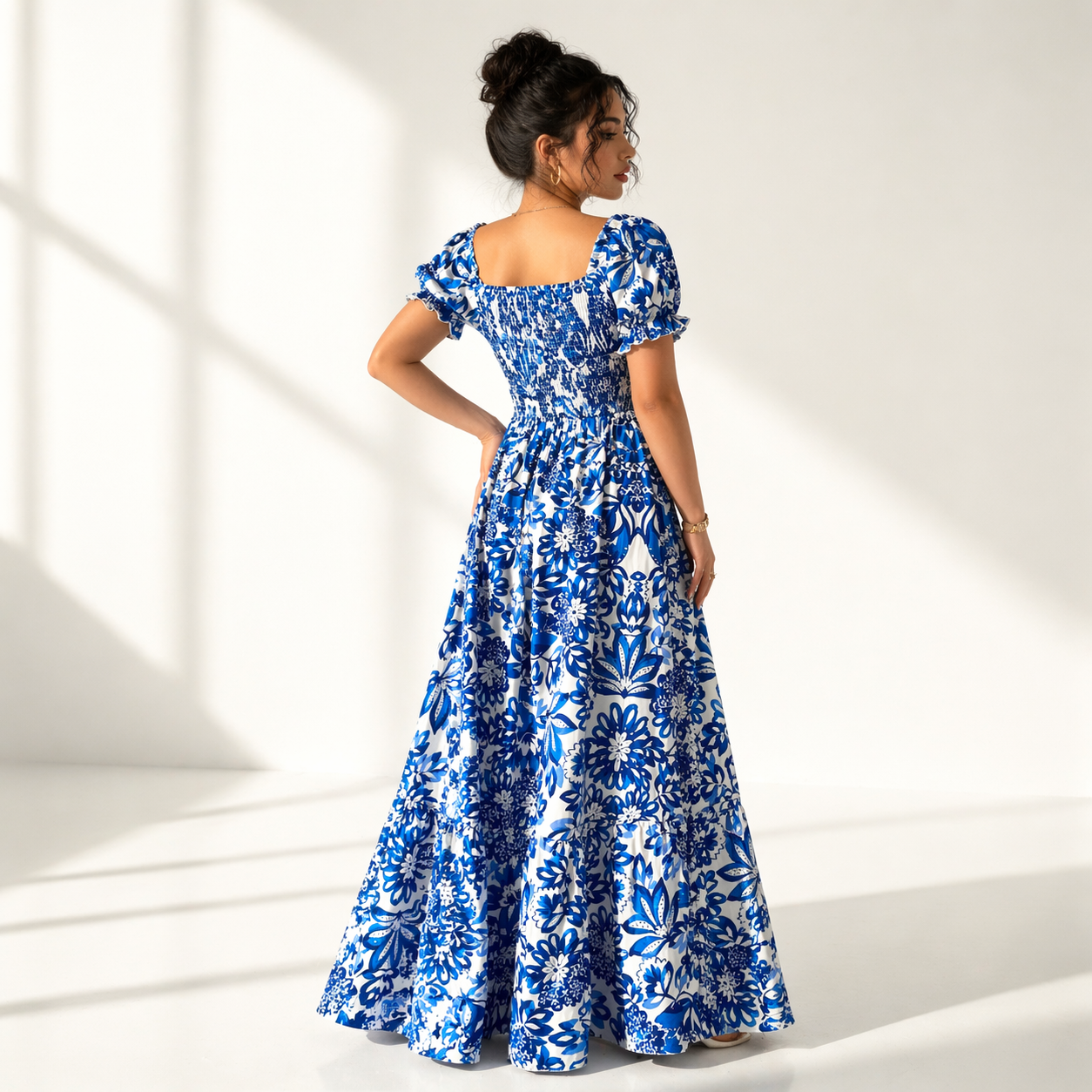 Hannah Floral Square Neck Maxi Dress