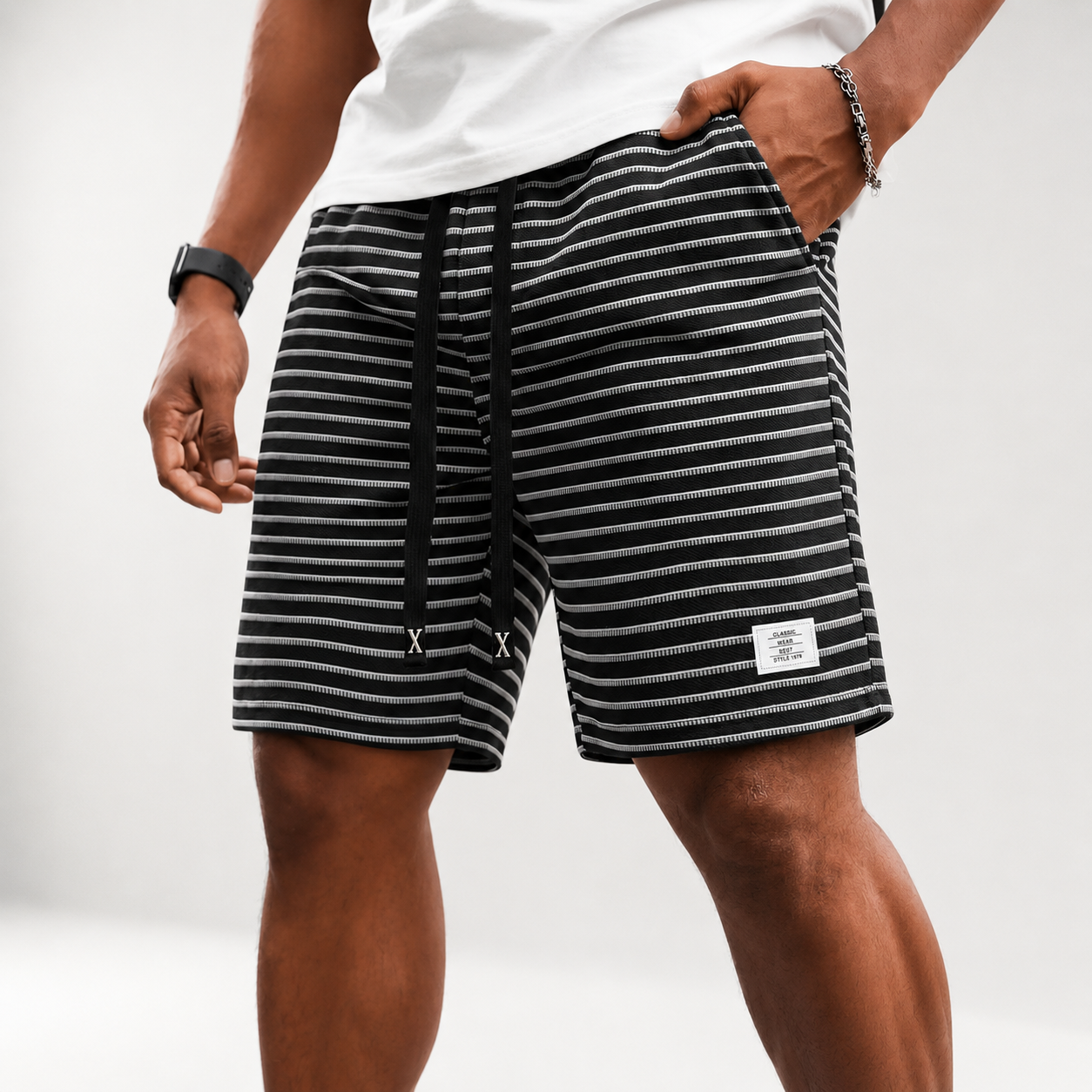 Luca Striped Waffle Knit Shorts