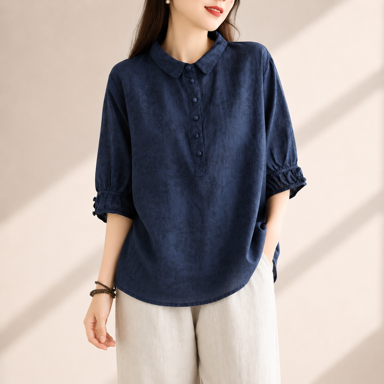 Maeve Cotton Linen Button Blouse