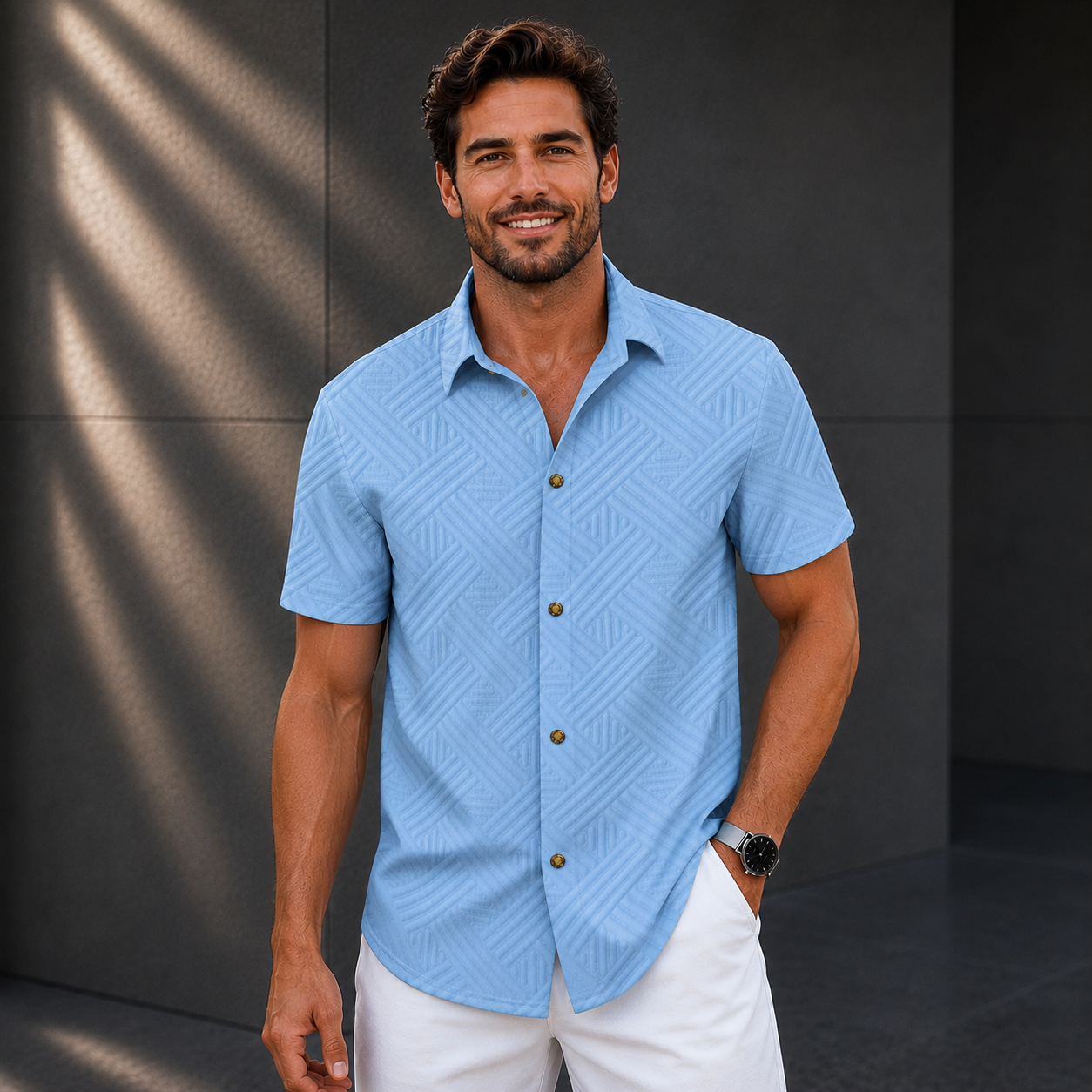 Riviera Textured Button-Up