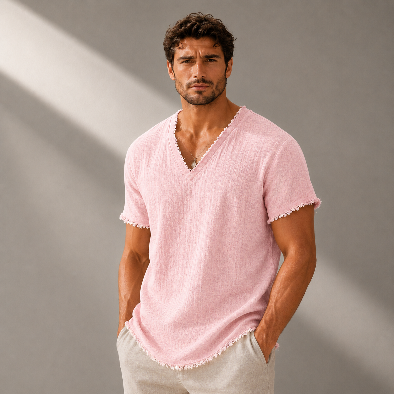 Santino Linen V-Neck T-Shirt