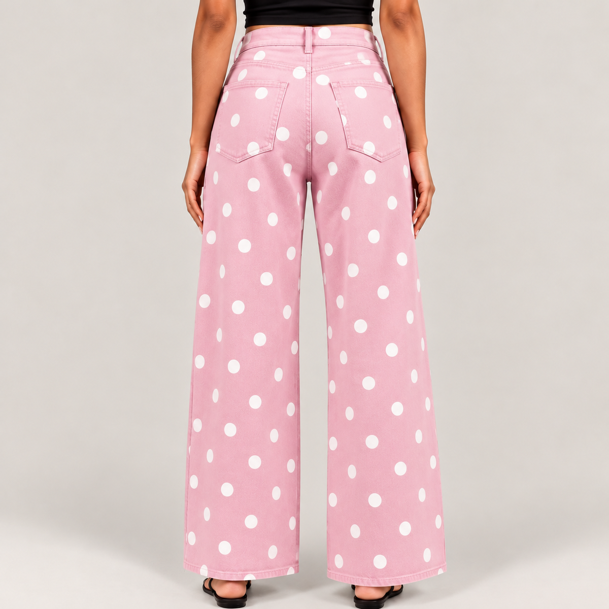 Daisy Polka Dot Wide-Leg Jeans