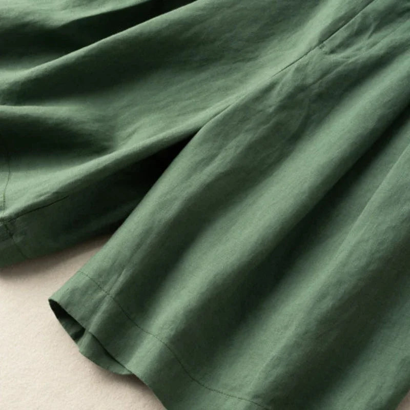 Rosalie Cotton Linen Pleated Shorts