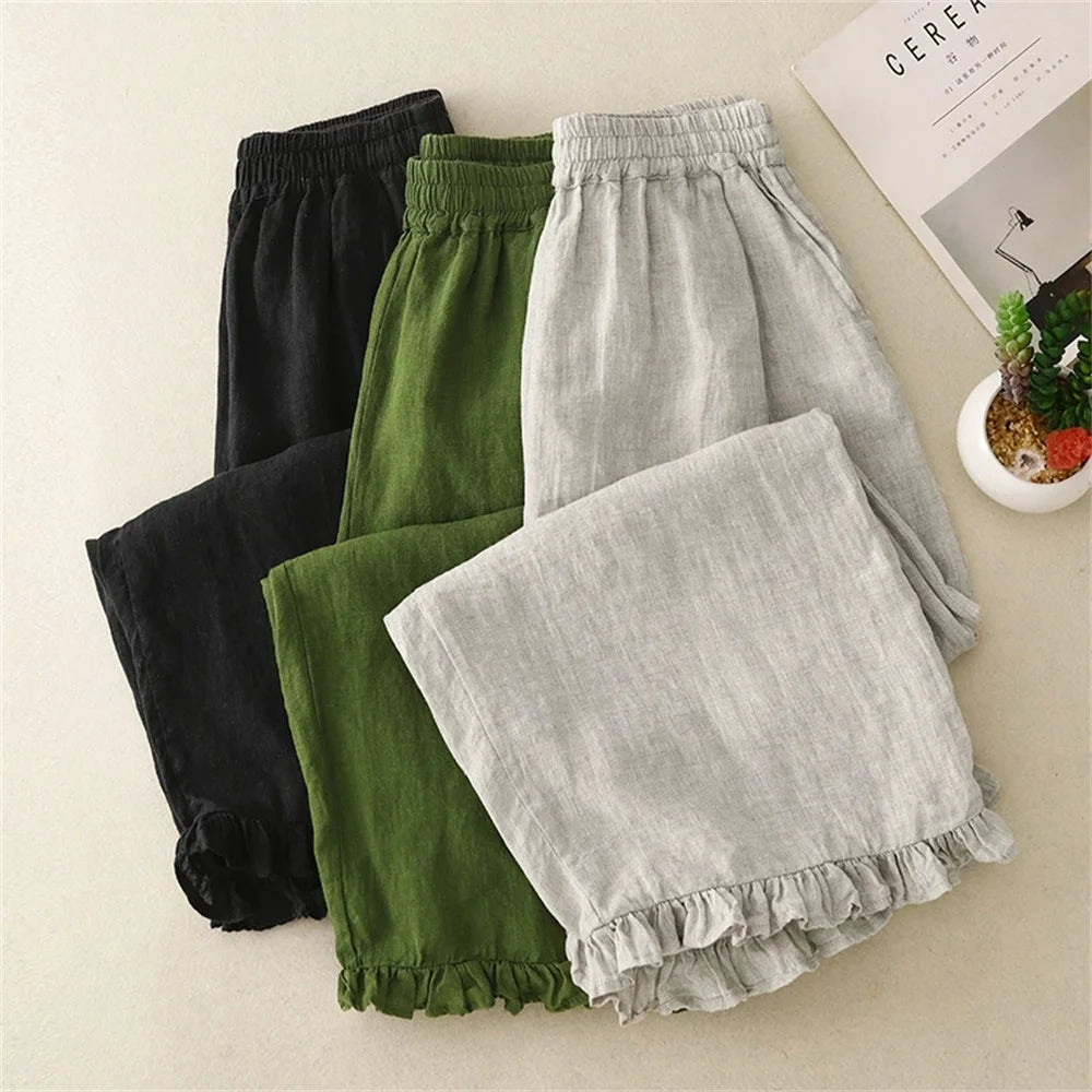 Isla Cotton Linen Ruffle Pants