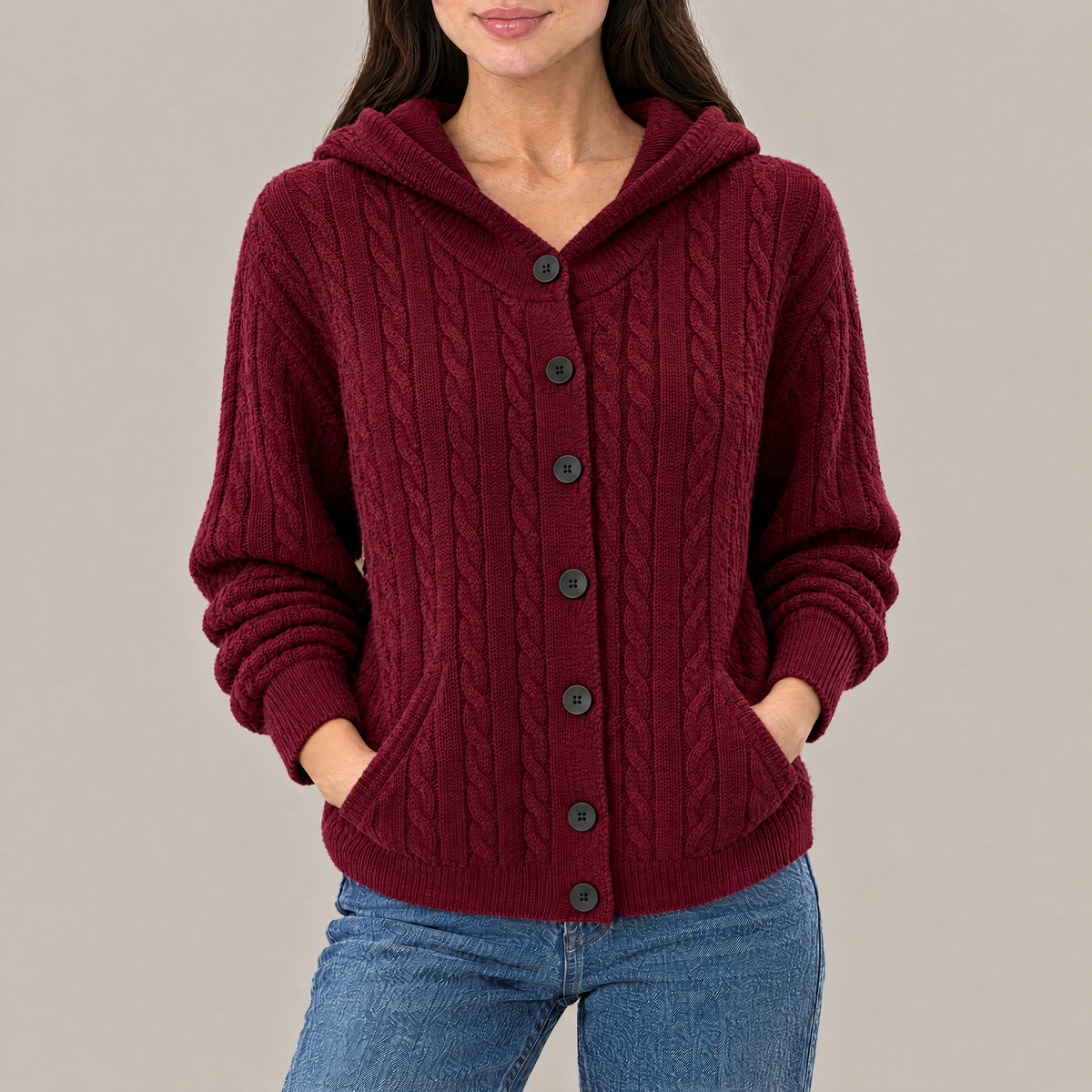 Clara Cable Knit Hooded Cardigan
