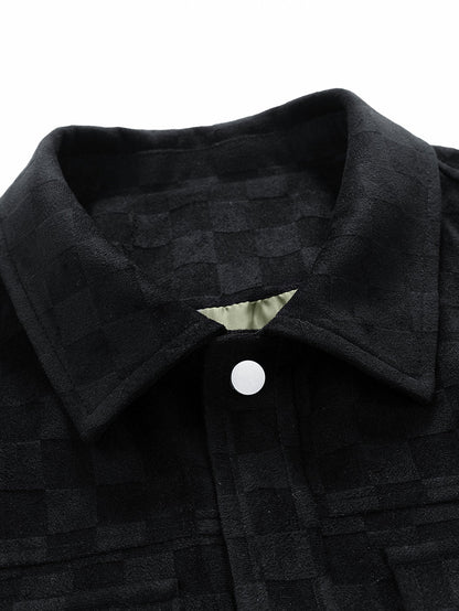 Checkerboard Pattern Suede Jacket