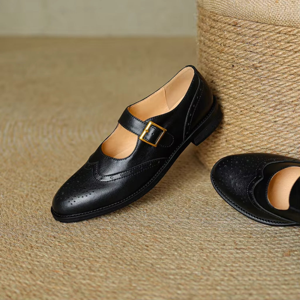 Leather Brogue Flats