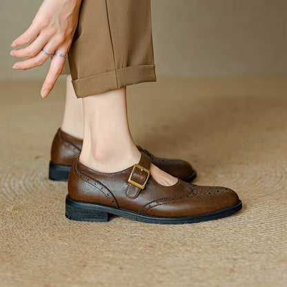 Leather Brogue Flats