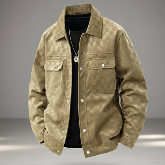 Checkerboard Pattern Suede Jacket