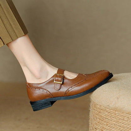 Leather Brogue Flats