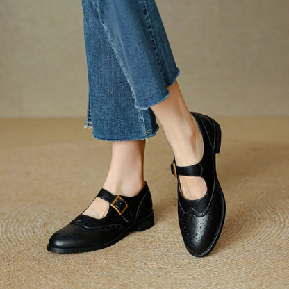 Leather Brogue Flats