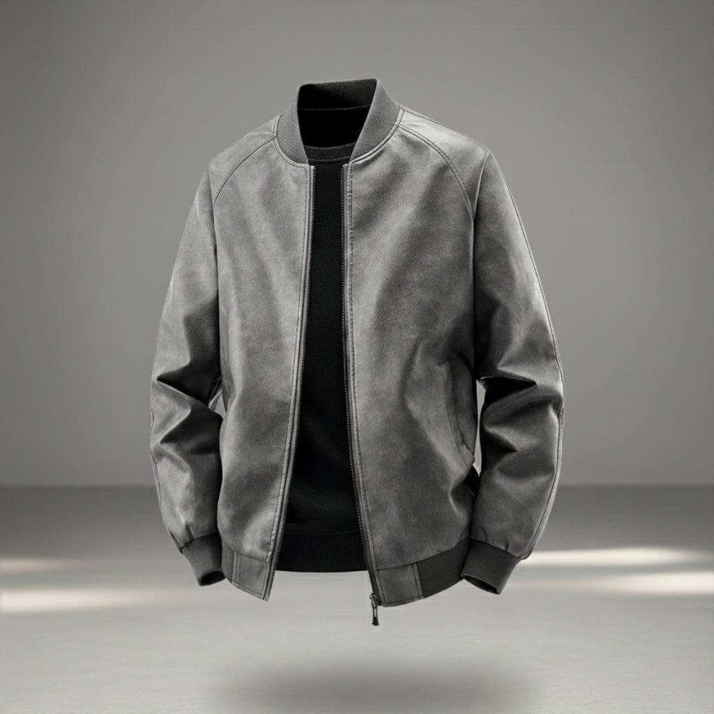Men’s Classic PU Bomber Jacket