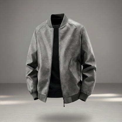 Men’s Classic PU Bomber Jacket