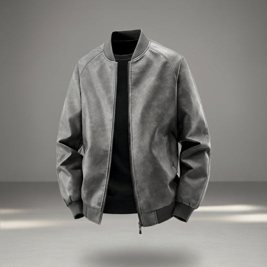 Men’s Classic PU Bomber Jacket