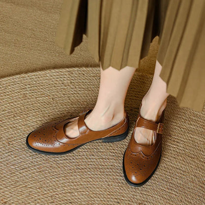 Leather Brogue Flats