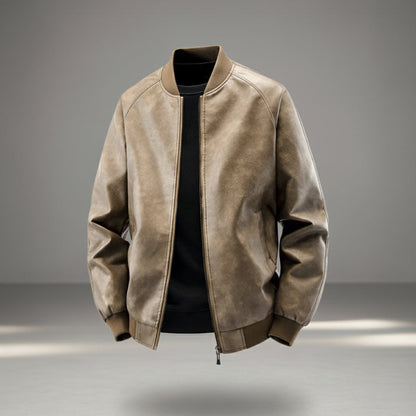 Men’s Classic PU Bomber Jacket
