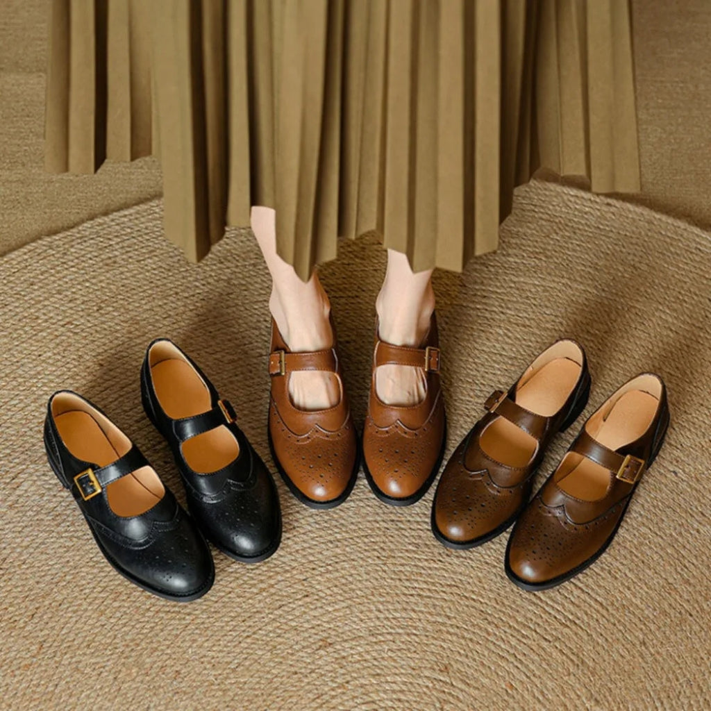 Leather Brogue Flats