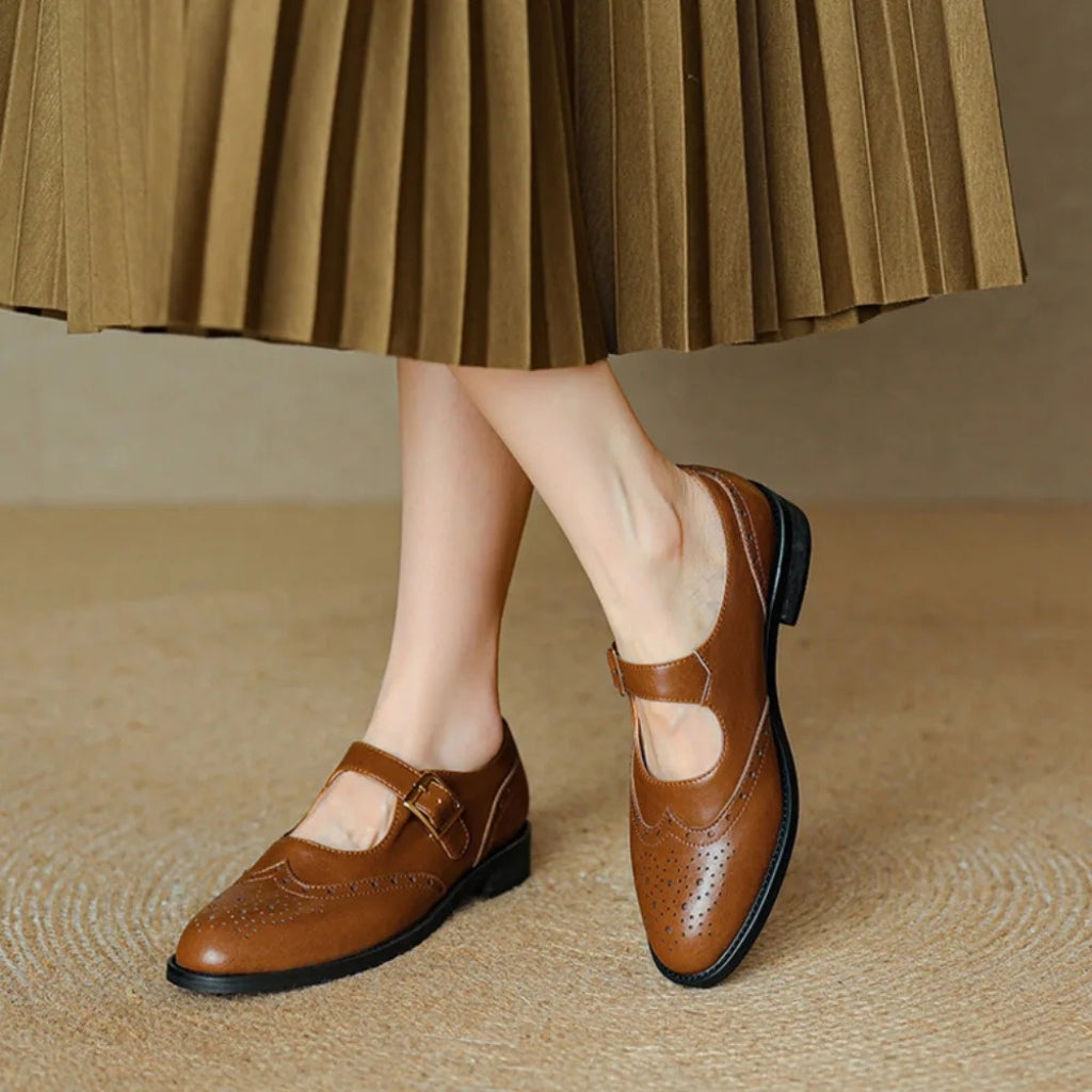 Leather Brogue Flats