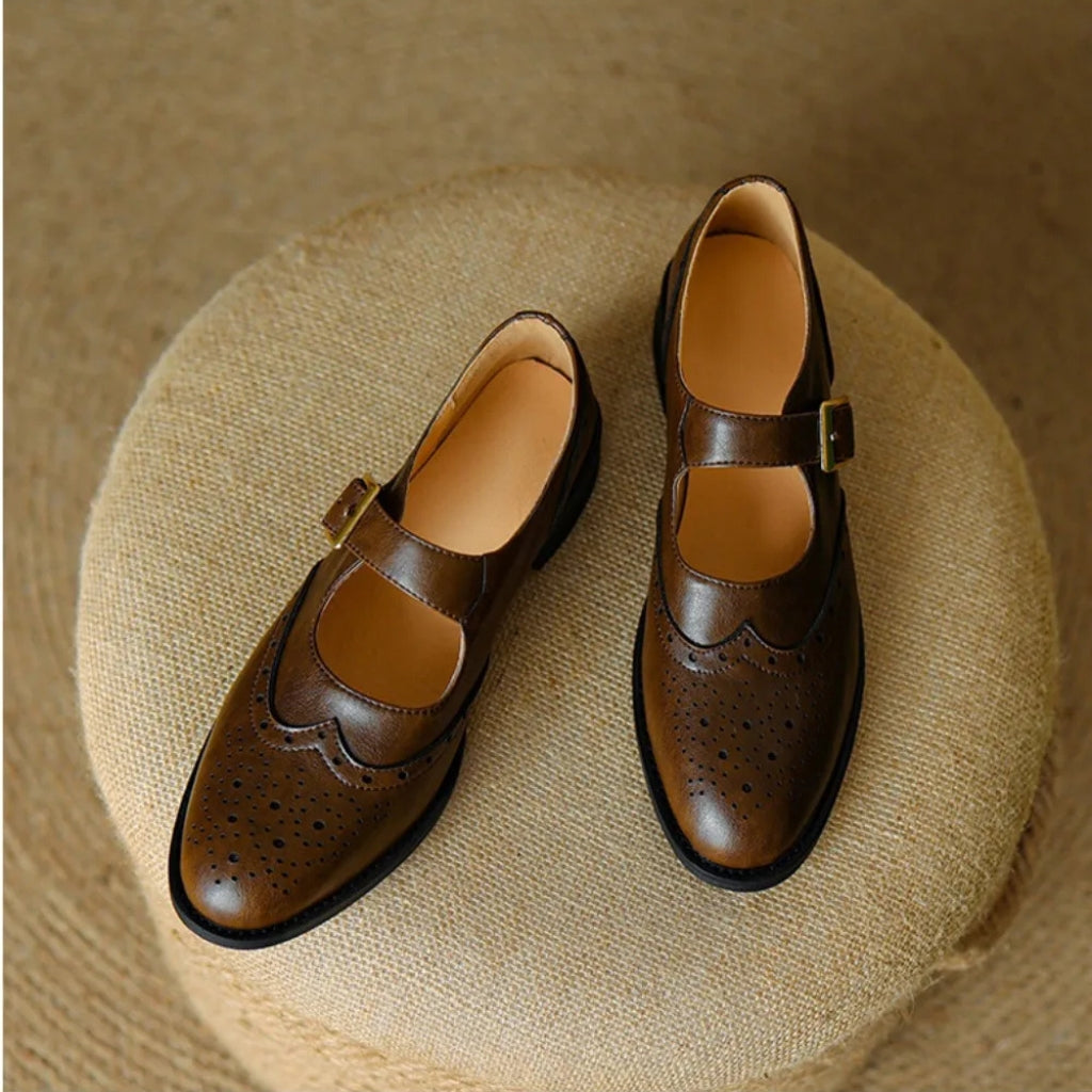 Leather Brogue Flats