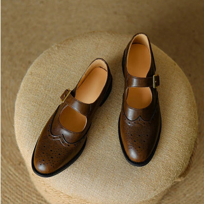 Leather Brogue Flats