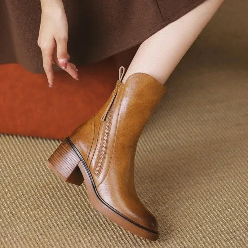 Aveline Leather Ankle Boots