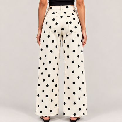 Daisy Polka Dot Wide-Leg Jeans