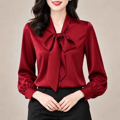 Celeste Satin Bow Blouse