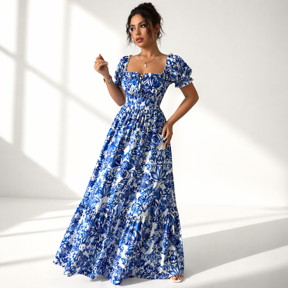 Hannah Floral Square Neck Maxi Dress