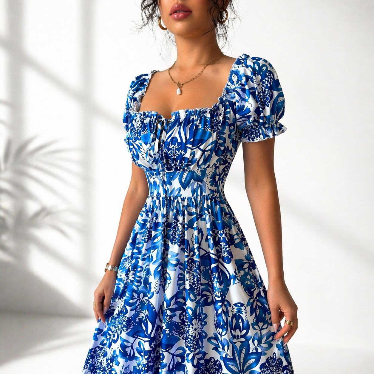 Hannah Floral Square Neck Maxi Dress