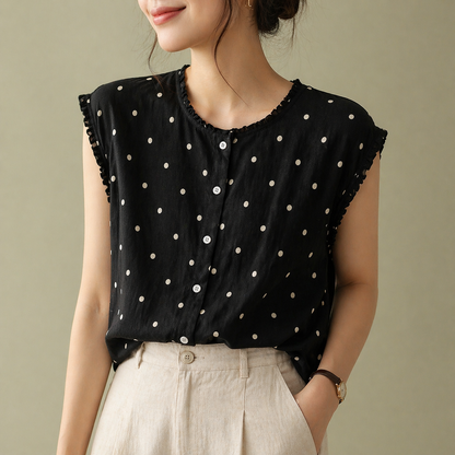 Marielle Linen Dot Blouse