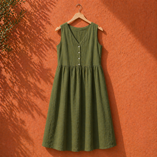Siena Linen Button Midi Dress