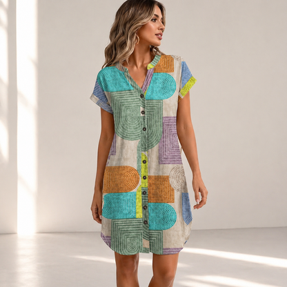 Sora Geometric Shirt Dress