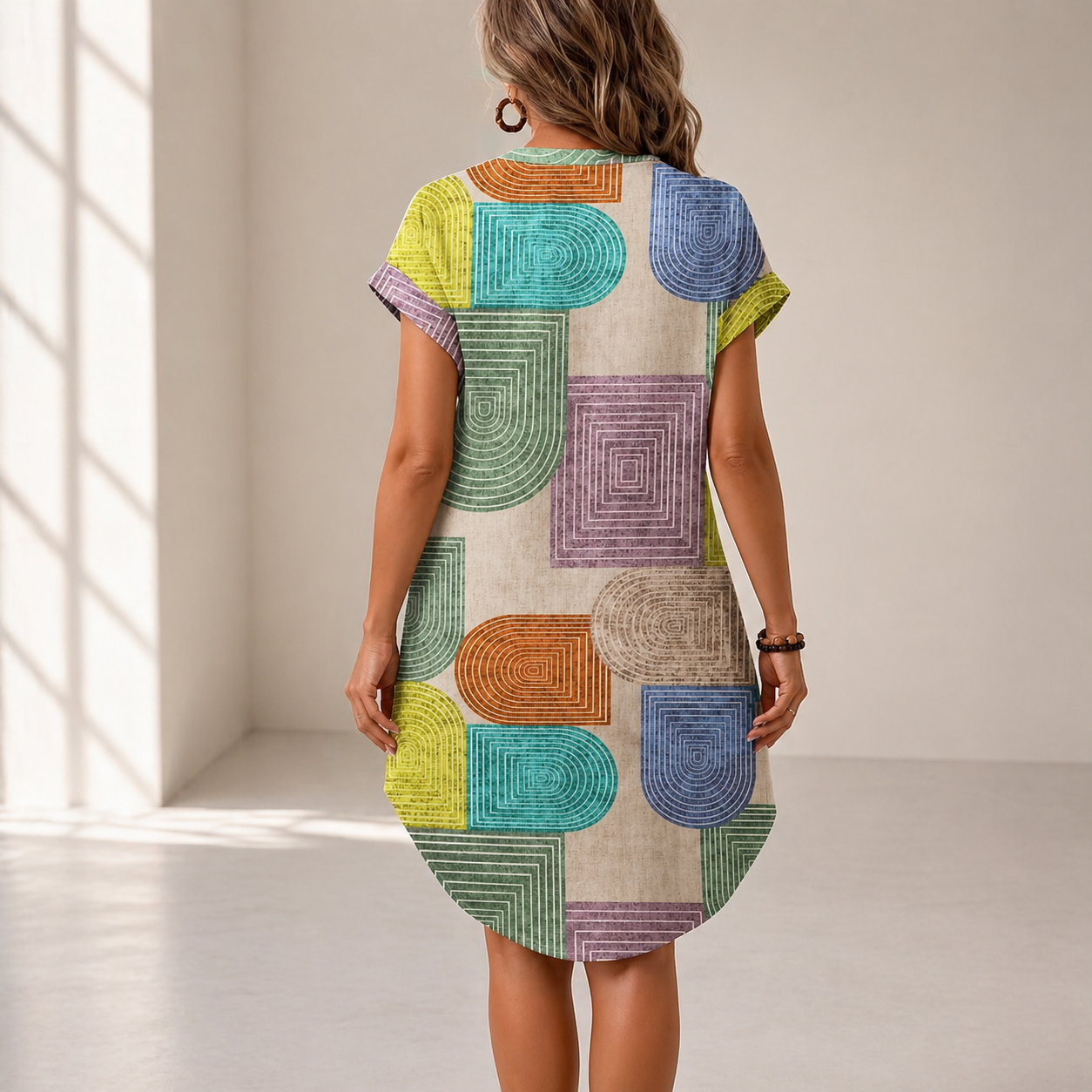 Sora Geometric Shirt Dress
