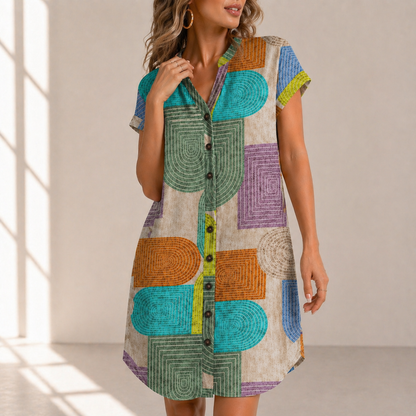 Sora Geometric Shirt Dress