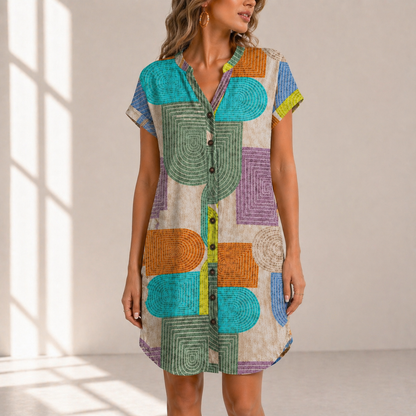 Sora Geometric Shirt Dress