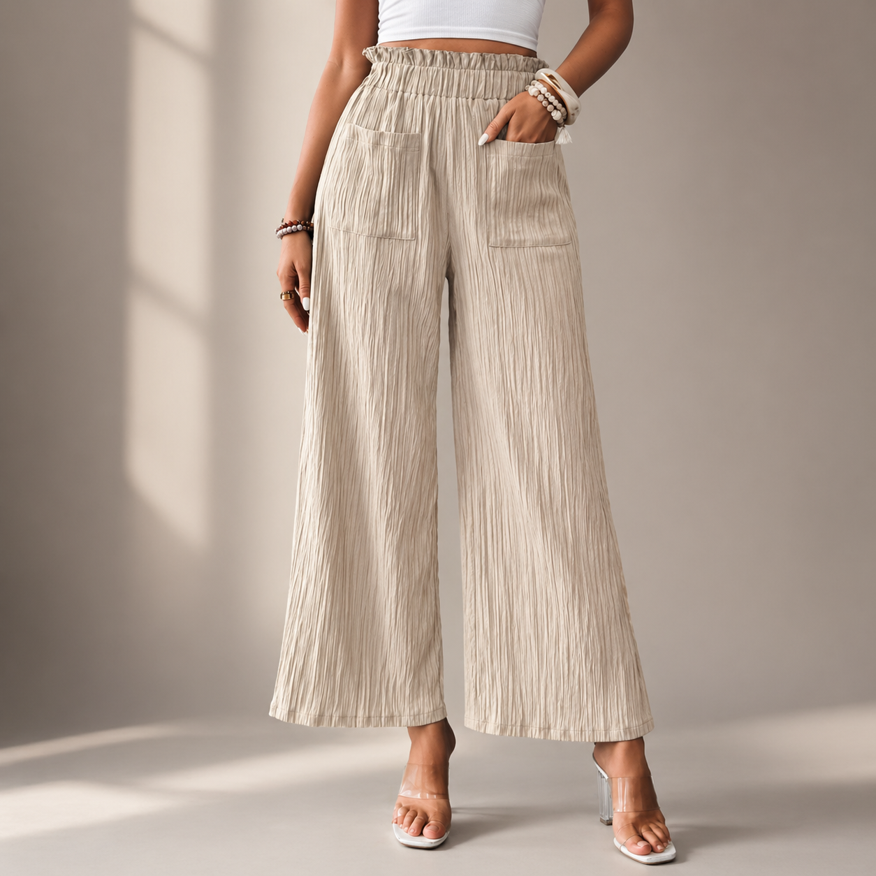 Alora Textured Wide Leg Pants