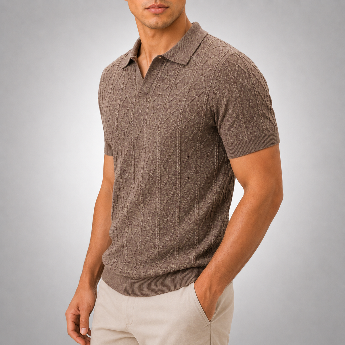 Leon Diamond Cable Knit Polo