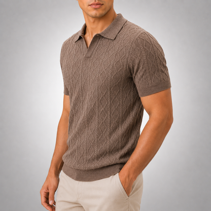 Leon Diamond Cable Knit Polo