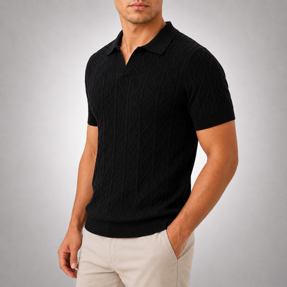 Leon Diamond Cable Knit Polo
