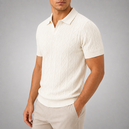 Leon Diamond Cable Knit Polo