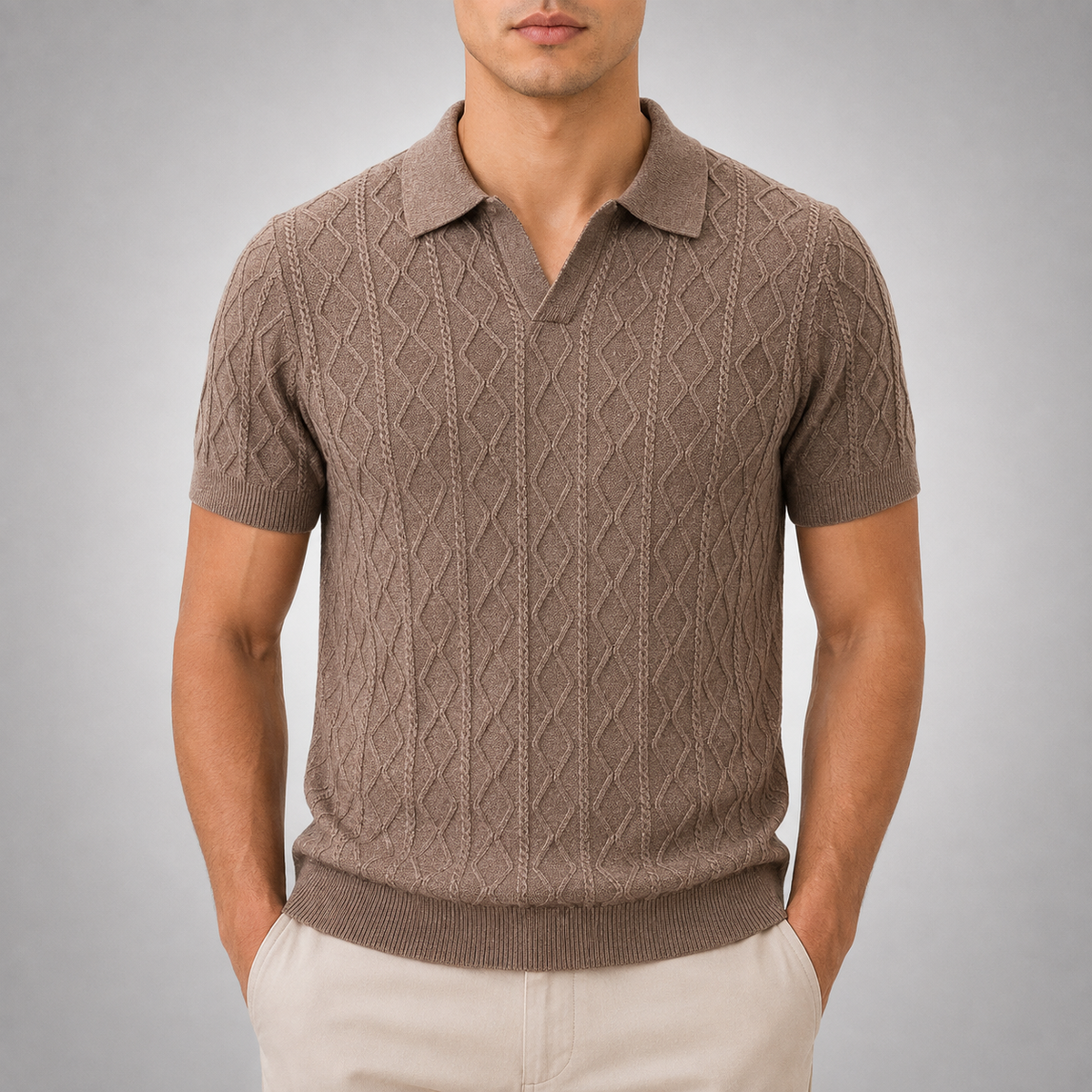 Leon Diamond Cable Knit Polo