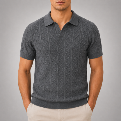 Leon Diamond Cable Knit Polo