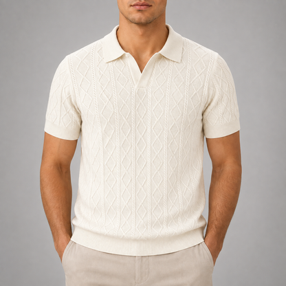 Leon Diamond Cable Knit Polo