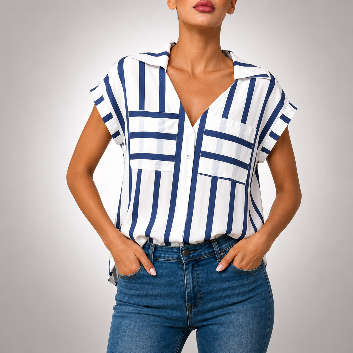 Sienna Striped V-Neck Blouse