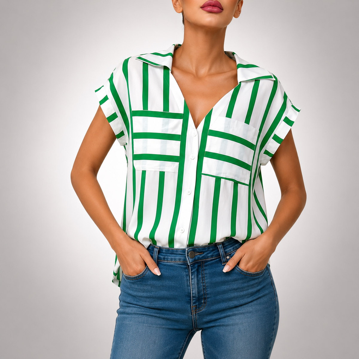 Sienna Striped V-Neck Blouse