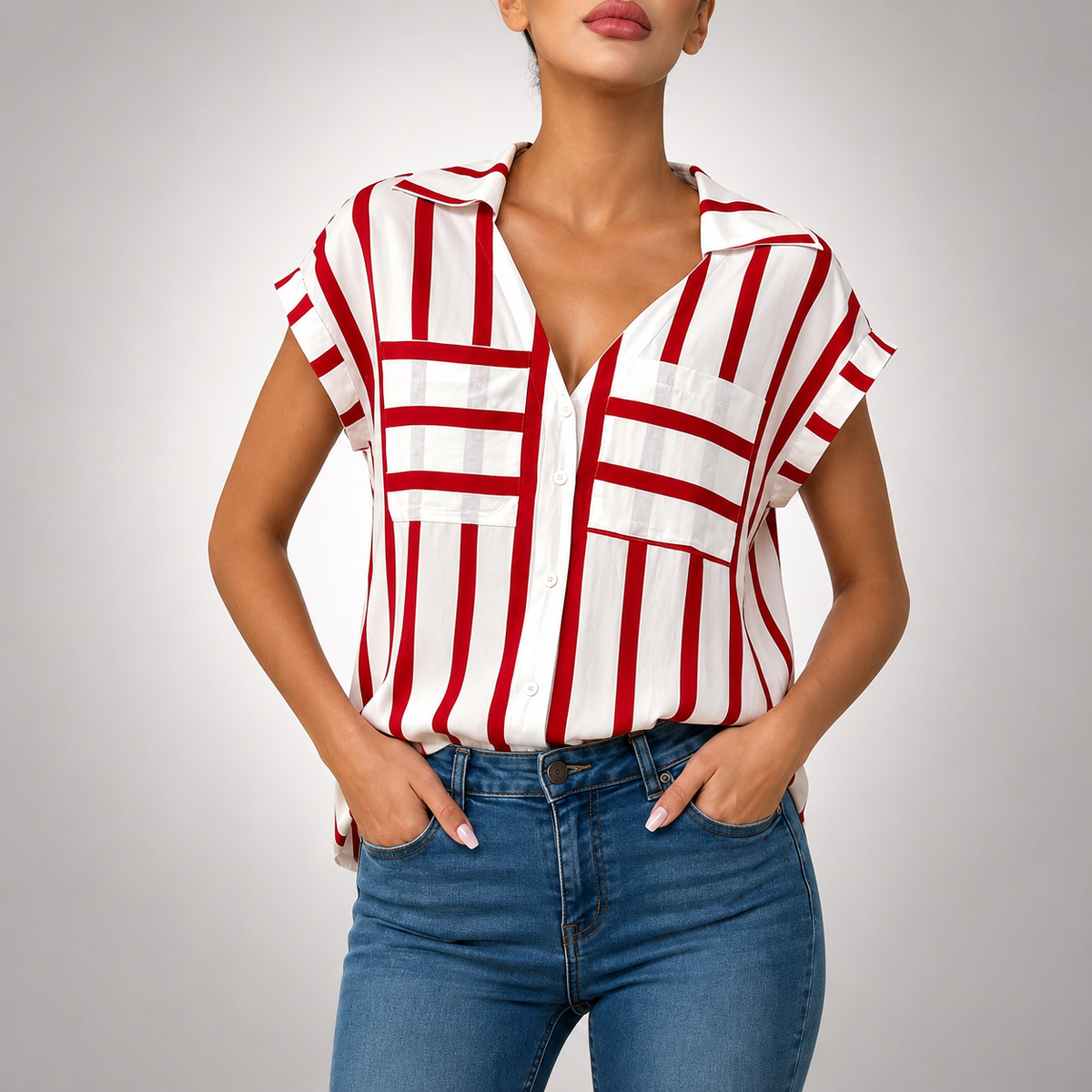 Sienna Striped V-Neck Blouse