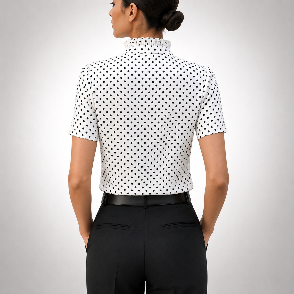 Elise Polka Dot Ruffle Blouse
