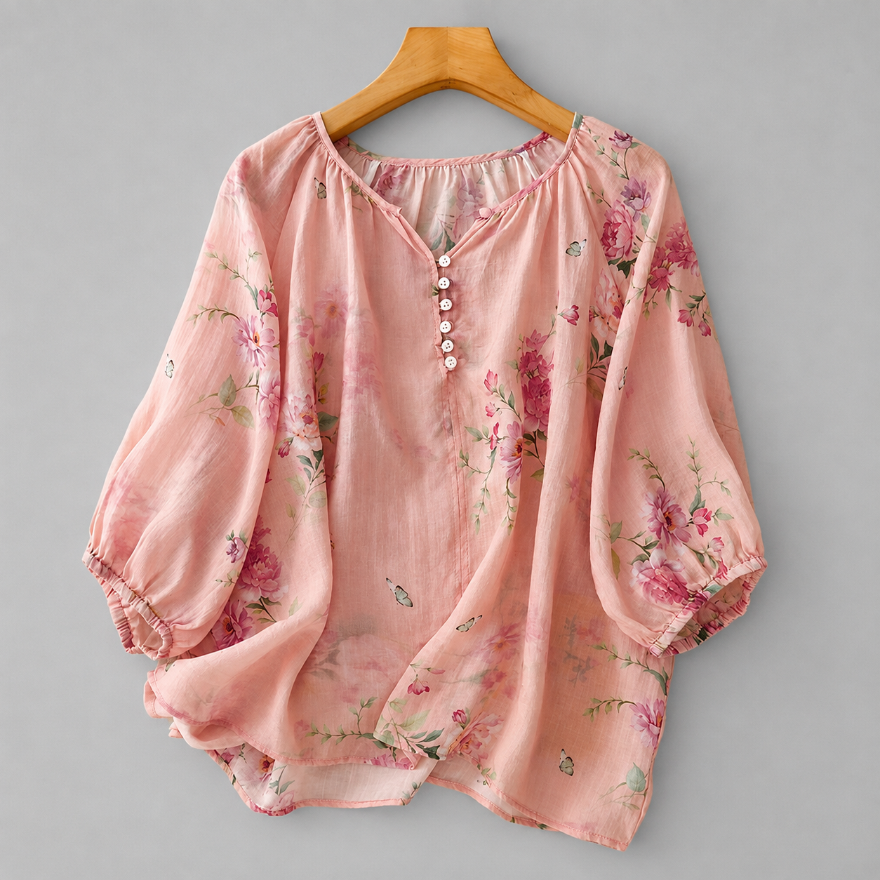 Lillian Floral Cotton Linen Blouse