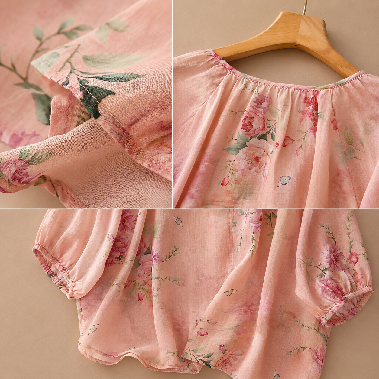 Lillian Floral Cotton Linen Blouse