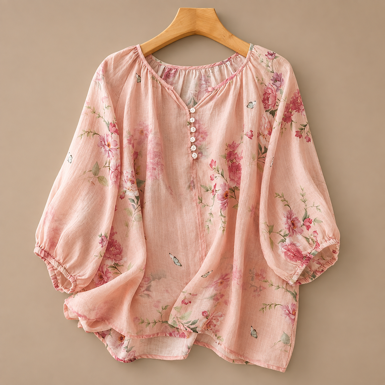 Lillian Floral Cotton Linen Blouse